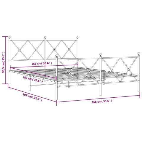  Metalowa rama łóżka z wezgłowiem i zanóżkiem, biała, 160x200 cm