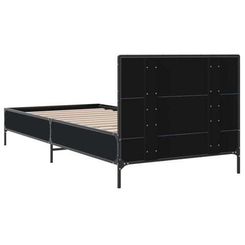  Rama łóżka, czarna, 100x200 cm, materiał drewnopochodny i metal