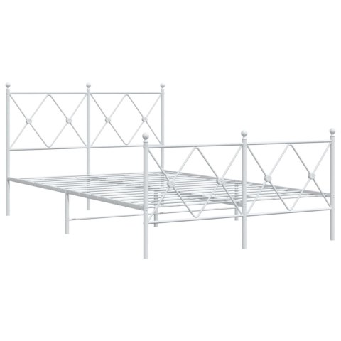  Metalowa rama łóżka z wezgłowiem i zanóżkiem, biała, 120x200 cm