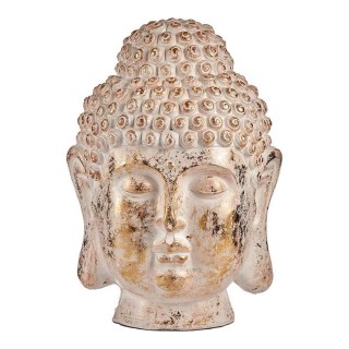 Dekoracyjna figurka ogrodowa Budda Głowa Biały/Złoty Polyresin (45,5 x 68 x 48 cm)