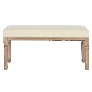 Taboret Home ESPRIT Biały Naturalny Poliester Drewno kauczukowe 100 x 38 x 43 cm