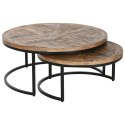 Zestaw 2 stołów Home ESPRIT Brązowy Czarny Naturalny Metal Drewno mango 90 x 90 x 40 cm