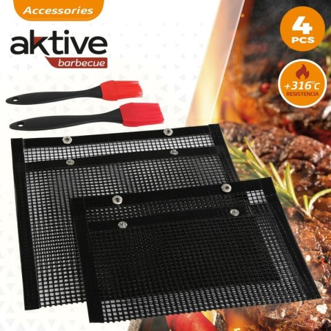 Przenośny grill Aktive Silikon Plastikowy 27 x 24,5 x 0,4 cm