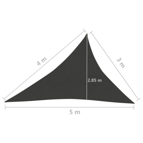  Żagiel przeciwsłoneczny, 160 g/m², antracytowy, 3x4x5 m, HDPE