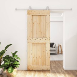  Drzwi przesuwne z osprzętem, 80x210 cm, lite drewno sosnowe