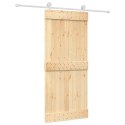  Drzwi przesuwne z osprzętem, 90x210 cm, lite drewno sosnowe