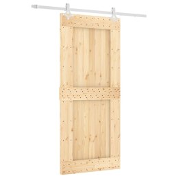 Drzwi przesuwne z osprzętem, 90x210 cm, lite drewno sosnowe