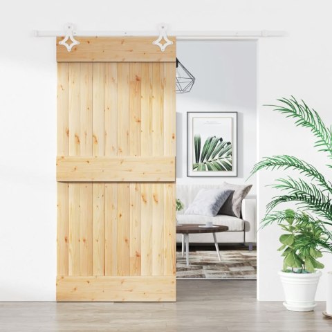  Drzwi przesuwne z osprzętem, 95x210 cm, lite drewno sosnowe