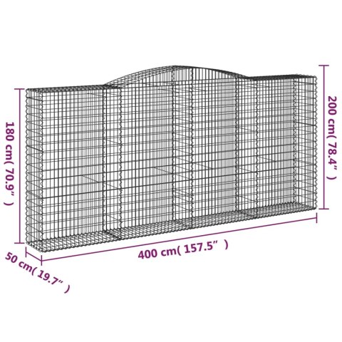  Kosze gabionowe, 15 szt, 400x50x180/200cm, galwanizowane żelazo