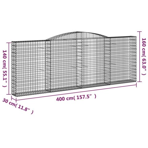  Kosze gabionowe, 20 szt, 400x30x140/160cm, galwanizowane żelazo