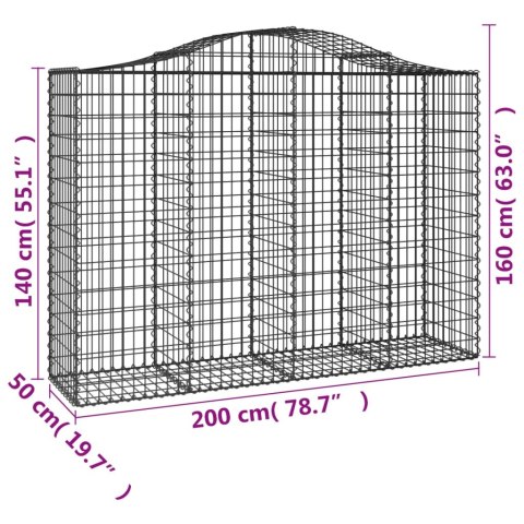  Kosze gabionowe, 50 szt, 200x50x140/160cm, galwanizowane żelazo