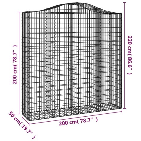  Kosze gabionowe, 5 szt, 200x50x200/220 cm, galwanizowane żelazo