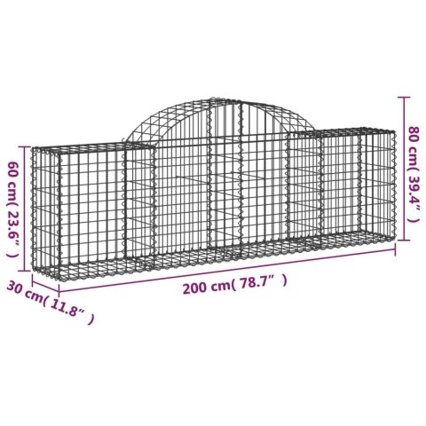  Kosze gabionowe, 20 szt, 200x30x60/80 cm, galwanizowane żelazo