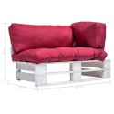 Sofa ogrodowa z palet z czerwonymi poduszkami, sosna