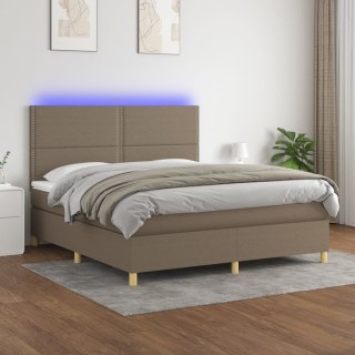  Łóżko kontynentalne z materacem, taupe, 160x200 cm, tkanina