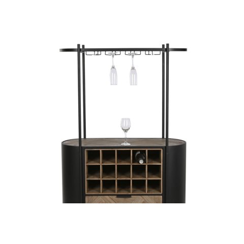 Stojak na Butelki Home ESPRIT Czarny Naturalny Metal Jodła 90 x 36 x 150 cm