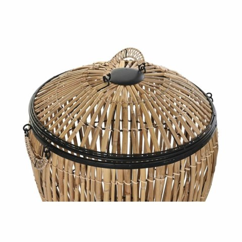 Zestaw koszy DKD Home Decor Czarny Naturalny Metal Rattan 48 x 48 x 55 cm (2 Sztuk)