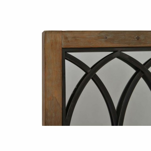 Lustro ścienne DKD Home Decor Czarny Metal Brązowy Brzoza Okno (60 x 3 x 160 cm)