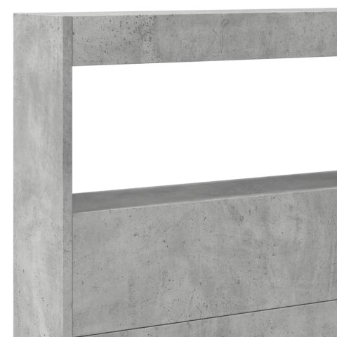  Zagłówek z półkami i LED, szarość betonu, 220x17x102 cm
