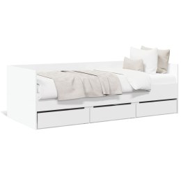  Łóżko dzienne z szufladami, białe, 90x200 cm