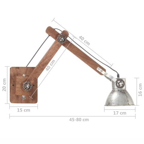  Lampa ścienna w industrialnym stylu, srebrna, okrągła, E27