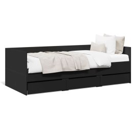  Łóżko dzienne z szufladami, czarne, 90x200 cm