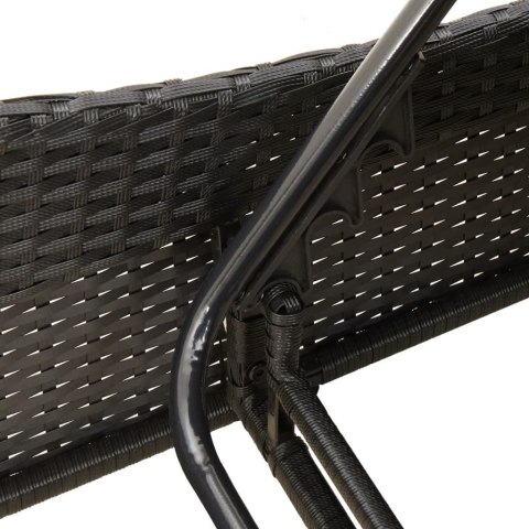  Leżanka z poduszką, czarna, 60x205x73 cm, polirattan