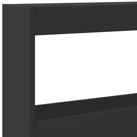  Zagłówek z półkami i oświetleniem LED, czarny, 200x17x102 cm