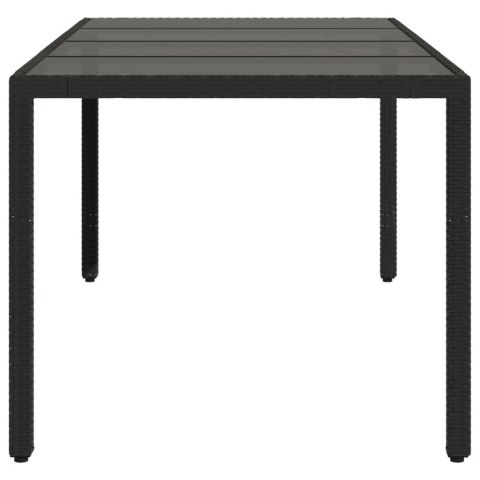  Stół ogrodowy ze szklanym blatem, czarny, 190x90x75 cm