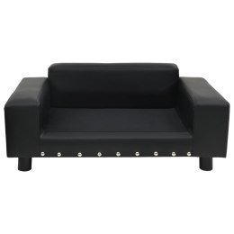  Sofa dla psa, czarna, 81x43x31 cm, plusz i sztuczna skóra