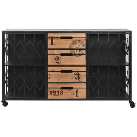 Komoda Home ESPRIT Brązowy Czarny Metal Jodła Loft 122,5 x 32,5 x 74 cm