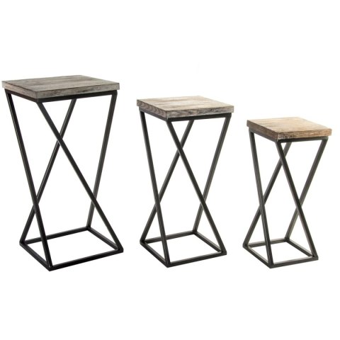 Zestaw 3 stołów Home ESPRIT Drewno Metal 33 x 33 x 68 cm