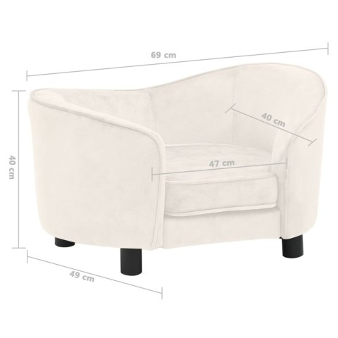  Sofa dla psa, kremowa, 69x49x40 cm, pluszowa