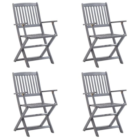 Składane krzesła ogrodowe, 4 szt., poduszki, drewno akacjowe