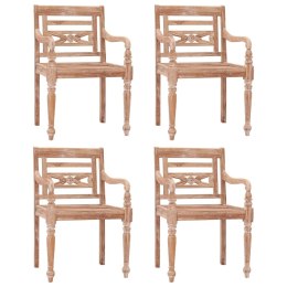 Krzesła Batavia, 4 szt., bielone, lite drewno tekowe