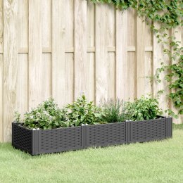  Donica ogrodowa na kołkach, czarna, 125x40x28,5 cm, PP