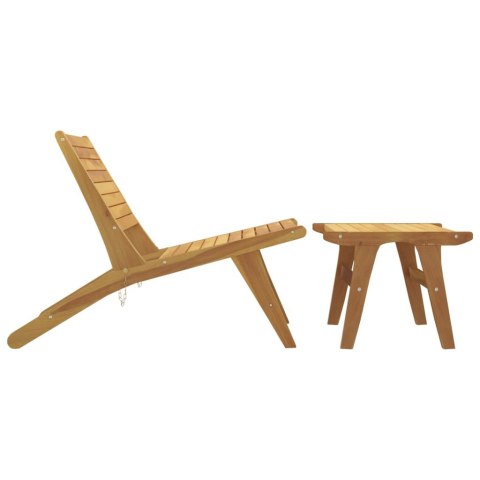  Krzesło ogrodowe z podnóżkiem, lite drewno tekowe