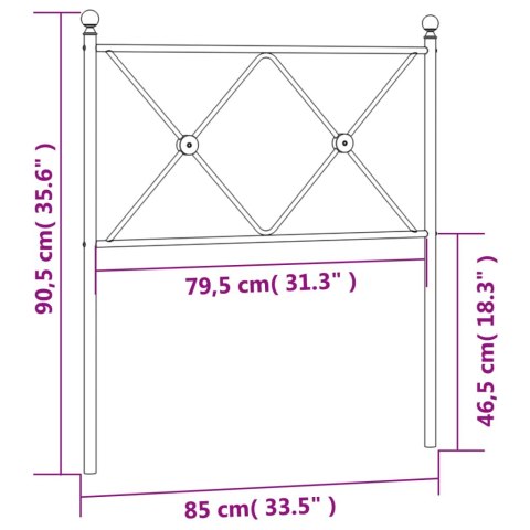  Metalowe wezgłowie, czarne, 80 cm