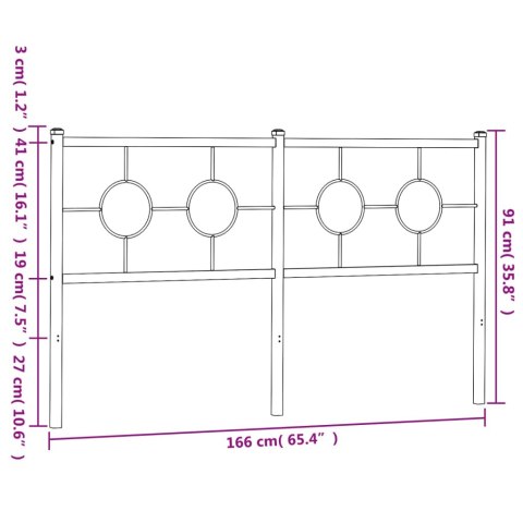  Metalowe wezgłowie, czarne, 160 cm