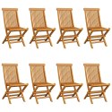  Krzesła ogrodowe z czerwonymi poduszkami, 8 szt., drewno tekowe