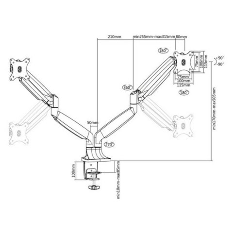 Uchwyt Stołowy do Monitora TooQ DB3132TNR-S 13" - 32" 13" 18 kg