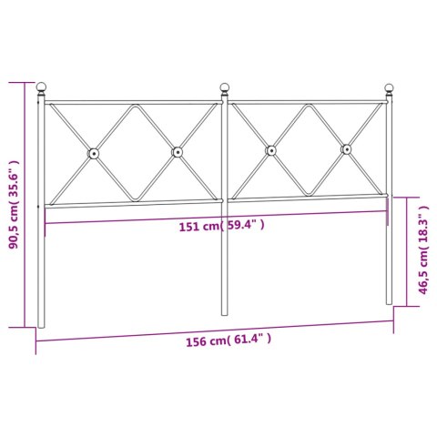  Metalowe wezgłowie, czarne, 150 cm