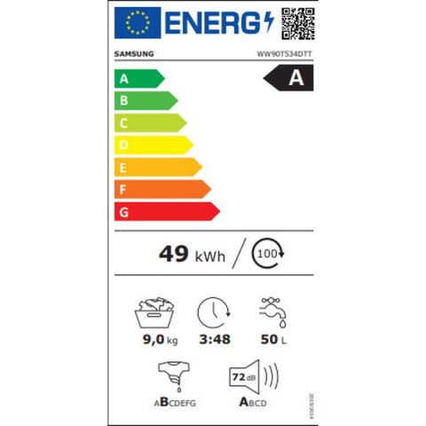 Pralka Samsung WW90T534DTT 1400 rpm 9 kg