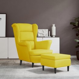  Fotel uszak z podnóżkiem, żółty, tapicerowany aksamitem