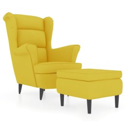  Fotel uszak z podnóżkiem, żółty, tapicerowany aksamitem