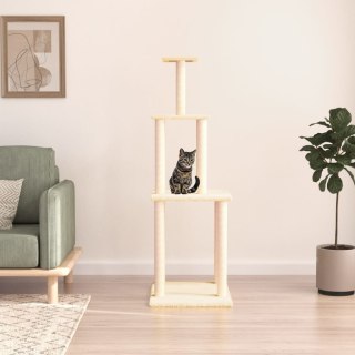  Drapak dla kota z sizalowymi słupkami, kremowy, 149 cm