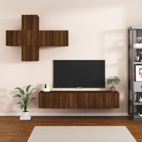  Zestaw 7 szafek TV, brązowy dąb, materiał drewnopochodny
