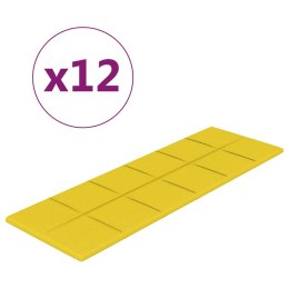  Panele ścienne, 12 szt, jasnożółte, 90x30 cm, tkanina, 3,24 m²