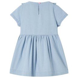 Sukienka dziecięca z falbankami, jasnoniebieska, 104