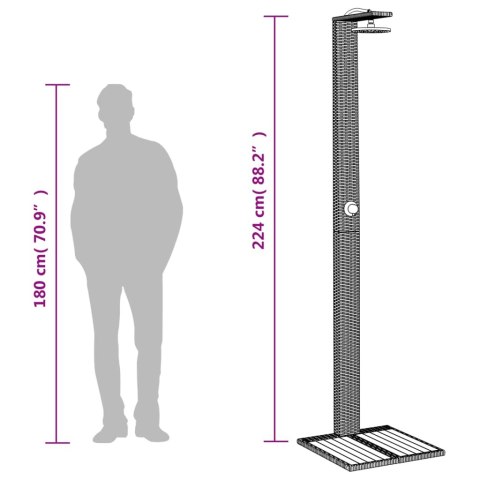  Prysznic ogrodowy, szary, 50x55x224 cm, polirattan i akacja